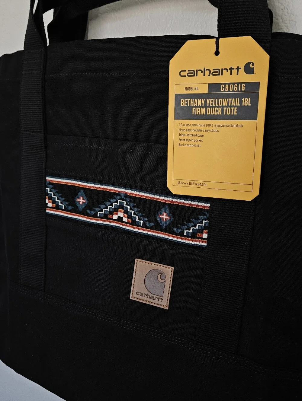 NWT Carhartt Bethany Yellowtail Duck Tote Bag Vertical 18L Southwestern Rare